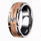 Men 8mm Titanium 2-Tone Brushed Rose Gold Zircon Inlay Comfort-Fit Wedding Band
